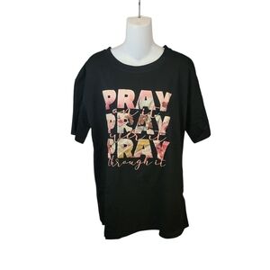 Pray Pray Pray Christian Graphic Casual Short Sleeve T-Shirt - NWOT